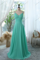 A Line Pleat Chiffon Bridesmaids Dresses