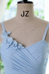 Pleated Chiffon Empire Long Bridesmaid Dress With Cute Spaghetti Straps
