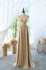 High Waistband A-line Prom Gown With Pleat Skirt