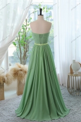 Delicate Sweetheart Prom Dress With Chiffon Pleated Skirt and belt