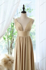 High Waistband A-line Prom Gown With Pleat Skirt