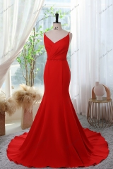 Delicate Crepe Mermaid Prom Dress With Spaghetti Straps