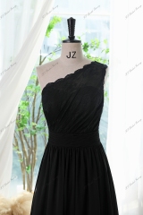 Chiffon Prom Dress With Floral Appliqués Lace One shoulder And Waistband