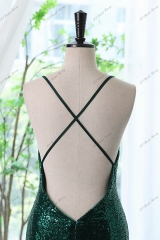 Cross Spaghetti Straps V-back Sequin Prom Gown