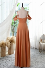 A-line Prom Dress With Spaghetti Straps And Draped Sleeves