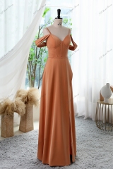 A-line Prom Dress With Spaghetti Straps And Draped Sleeves