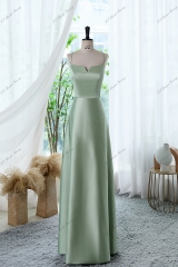 Silky Satin Bridesmaid Dress with Lace 3-D Flowers Illusion Back