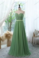 Delicate Sweetheart Prom Dress With Chiffon Pleated Skirt and belt