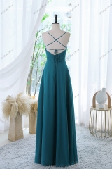 A-line Chiffon Bridesmaid Dress With Spaghetti Straps And Crossing Strappy Back