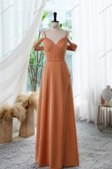 A-line Prom Dress With Spaghetti Straps And Draped Sleeves