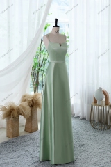 Silky Satin Bridesmaid Dress with Lace 3-D Flowers Illusion Back