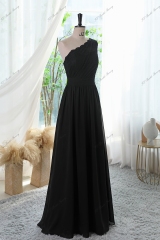 Chiffon Prom Dress With Floral Appliqués Lace One shoulder And Waistband