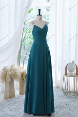 A-line Chiffon Bridesmaid Dress With Spaghetti Straps And Crossing Strappy Back
