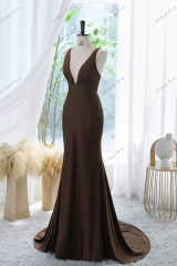 Mermaid Prom Dress With Deeping V-neck And Crossing Back