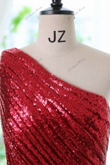 One Shoulder Sequin Prom Dress And A-line long Evening Party Gown
