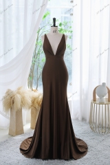 Mermaid Prom Dress With Deeping V-neck And Crossing Back