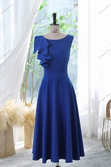 Ruffled Round Neckline Cocktail Dress With Key Hole Back