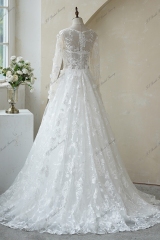3D Floral Lace With A Square Neckline Tulle Wedding Gown