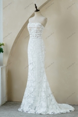 Floral Lace Ruching Bodice Mermaid Wedding Gowns With Detached Sleeve