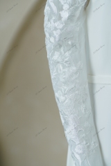 Soft Thick Crepe Mermaid Wedding Gowns With Detached Lace Sleeve