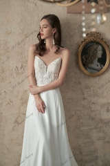 Detached Long Simple Chiffon Bishop Wedding Sleeves with Romantic Detail Beading.