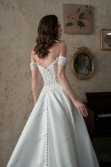 Off-Shoulder Sweetheart Satin Wedding Dress