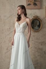 Detached Long Simple Chiffon Bishop Wedding Sleeves with Romantic Detail Beading.