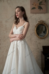 A-Line Beading Lace Applique Wedding Dress