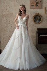 A-Line Beading Lace Applique Wedding Dress