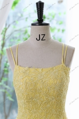 Tulle Prom Gown With Double Spaghetti Straps And Floral Appliqués