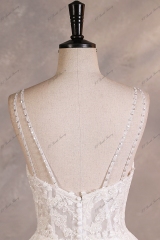 A-line Wedding Dress With Beading Spaghetti Straps Back And Floral Lace Appliques