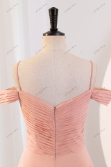 Elegant Pleated Chiffon Sweetheart With off the shoulder Floor Long Bridesmaid Dress