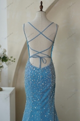 Glitter Mermaid Prom Gown with Crisscrossing Strappy Back