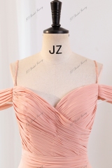 Elegant Pleated Chiffon Sweetheart With off the shoulder Floor Long Bridesmaid Dress