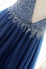 Tulle A-line Prom Gown With Crystal And Moonstone Beading Bodice And V-back