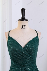 Sequin Mermaid Prom Dress With Spaghetti Straps And High Split