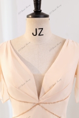 A-line Bridesmaid Dress With V-neck And Ruffled Sleeves