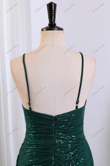 Sequin Mermaid Prom Dress With Spaghetti Straps And High Split