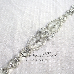 Glistering Rhinestones And Pearls Satin Wedding Sash