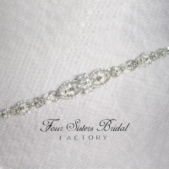 Glistering Rhinestones And Pearls Satin Wedding Sash