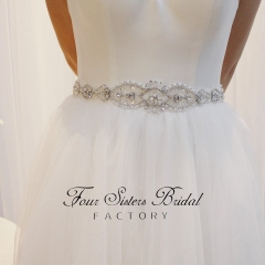 Glistering Rhinestones And Pearls Satin Wedding Sash