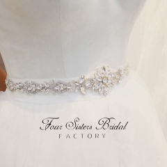 Glistering Rhinestones And Pearls Satin Wedding Sash