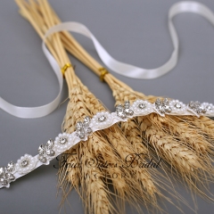 Wholesale Floral Pearls And Moonstones Satin Bridal Belt Wholesale