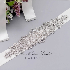Glistering Crystal Satin Wedding Sash