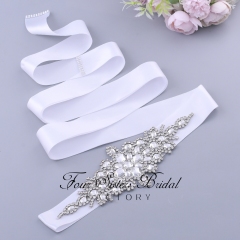 Glistering Rhinestones Satin Wedding Sash