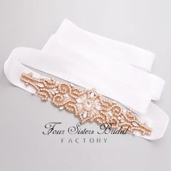 Glistering Crystal Satin Wedding Sash