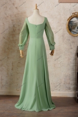 Elegant Long Sleeve Square Neckline Bridesmaid Dress