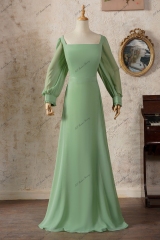 Elegant Long Sleeve Square Neckline Bridesmaid Dress