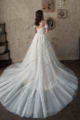 Off The Shoulder A Line Gown Beaded Lace Wedding Dress