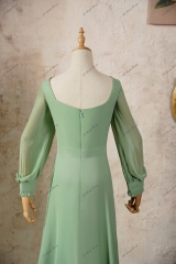 Elegant Long Sleeve Square Neckline Bridesmaid Dress